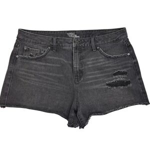 Time and Tru Womens Denim High Rise Distressed Cut Off Shorts Black Size 14